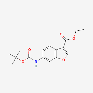 molecular formula C16H19NO5 B12864382 Ethyl 6-((tert-butoxycarbonyl)amino)benzofuran-3-carboxylate 