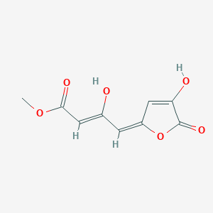 molecular formula C9H8O6 B12864469 Methyl 3-hydroxy-4-(4-hydroxy-5-oxofuran-2(5H)-ylidene)but-2-enoate 
