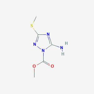 molecular formula C5H8N4O2S B12864636 methyl 5-amino-3-(methylthio)-1H-1,2,4-triazole-1-carboxylate 