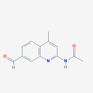molecular formula C13H12N2O2 B12864719 N-(7-formyl-4-methylquinolin-2-yl)acetamide 