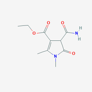 molecular formula C10H14N2O4 B12864796 Ethyl 4-carbamoyl-1,2-dimethyl-5-oxo-4,5-dihydro-1H-pyrrole-3-carboxylate 