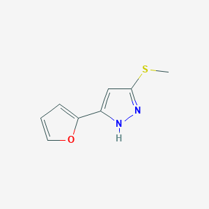 molecular formula C8H8N2OS B12864863 3-(2-Furyl)-5-(Methylthio)-1H-Pyrazole 