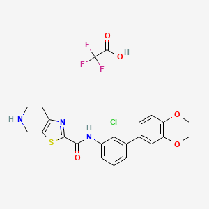 molecular formula C23H19ClF3N3O5S B12864887 N-(2-Chloro-3-(2,3-dihydrobenzo[b][1,4]dioxin-6-yl)phenyl)-4,5,6,7-tetrahydrothiazolo[5,4-c]pyridine-2-carboxamide x2,2,2-trifluoroacetate 