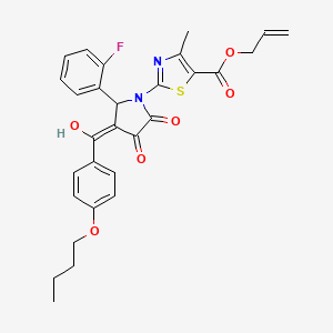 molecular formula C29H27FN2O6S B12864968 Allyl 2-[3-(4-butoxybenzoyl)-2-(2-fluorophenyl)-4-hydroxy-5-oxo-2,5-dihydro-1H-pyrrol-1-YL]-4-methyl-1,3-thiazole-5-carboxylate CAS No. 609796-54-5