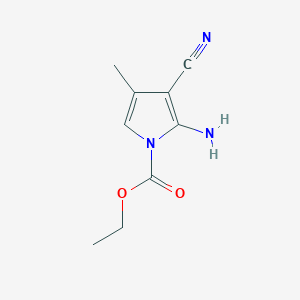 molecular formula C9H11N3O2 B12865023 ethyl 2-amino-3-cyano-4-methyl-1H-pyrrole-1-carboxylate 