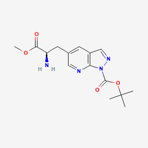 molecular formula C15H20N4O4 B12865073 tert-Butyl (R)-5-(2-amino-3-methoxy-3-oxopropyl)-1H-pyrazolo[3,4-b]pyridine-1-carboxylate 