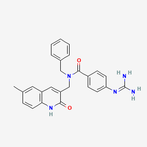 molecular formula C26H25N5O2 B12865156 N-Benzyl-4-guanidino-N-((6-methyl-2-oxo-1,2-dihydroquinolin-3-yl)methyl)benzamide 