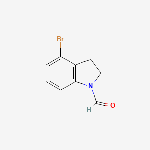 molecular formula C9H8BrNO B12865192 4-Bromoindoline-1-carbaldehyde 