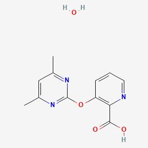 molecular formula C12H13N3O4 B12865239 3-[(4,6-Dimethylpyrimidin-2-yl)oxy]pyridine-2-carboxylic acid monohydrate 