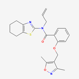 molecular formula C23H25N3O3S B12865269 N-Allyl-2-((3,5-dimethylisoxazol-4-yl)methoxy)-N-(4,5,6,7-tetrahydrobenzo[d]thiazol-2-yl)benzamide 