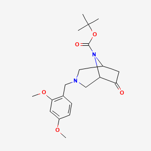 molecular formula C20H28N2O5 B12865381 tert-Butyl 3-[(2,4-dimethoxyphenyl)methyl]-6-oxo-3,8-diazabicyclo[3.2.1]octane-8-carboxylate 