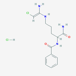 molecular formula C14H20Cl2N4O2 B12865390 N-(1-Amino-5-((1-amino-2-chlorovinyl)amino)-1-oxopentan-2-yl)benzamide hydrochloride 