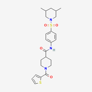 molecular formula C24H31N3O4S2 B12865469 N-(4-((3,5-Dimethylpiperidin-1-yl)sulfonyl)phenyl)-1-(thiophene-2-carbonyl)piperidine-4-carboxamide 
