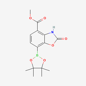 molecular formula C15H18BNO6 B12865521 Methyl 2-oxo-7-(4,4,5,5-tetramethyl-1,3,2-dioxaborolan-2-yl)-2,3-dihydrobenzo[d]oxazole-4-carboxylate 