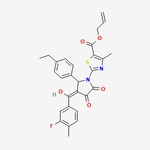 molecular formula C28H25FN2O5S B12865632 Allyl 2-(2-(4-ethylphenyl)-3-(3-fluoro-4-methylbenzoyl)-4-hydroxy-5-oxo-2,5-dihydro-1H-pyrrol-1-yl)-4-methylthiazole-5-carboxylate CAS No. 618072-69-8