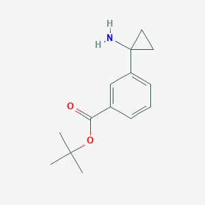 molecular formula C14H19NO2 B12865635 Benzoic acid, 3-(1-aminocyclopropyl)-, 1,1-dimethylethyl ester CAS No. 503417-35-4
