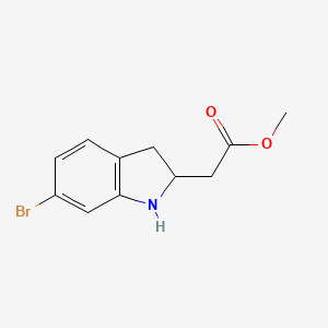 molecular formula C11H12BrNO2 B12866177 Methyl 2-(6-bromoindolin-2-yl)acetate 