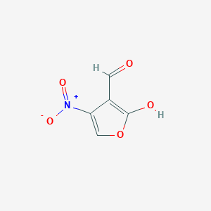 molecular formula C5H3NO5 B12866216 2-Hydroxy-4-nitrofuran-3-carbaldehyde 