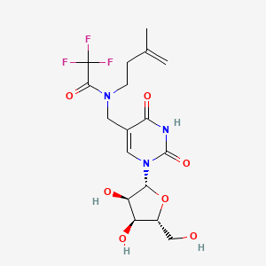 molecular formula C17H22F3N3O7 B12866290 N-((1-((2R,3R,4S,5R)-3,4-Dihydroxy-5-(hydroxymethyl)tetrahydrofuran-2-yl)-2,4-dioxo-1,2,3,4-tetrahydropyrimidin-5-yl)methyl)-2,2,2-trifluoro-N-(3-methylbut-3-en-1-yl)acetamide 
