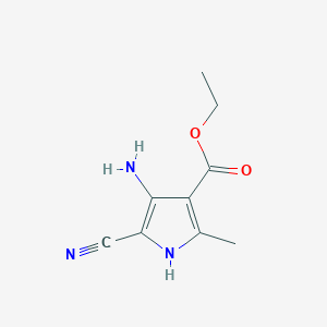 molecular formula C9H11N3O2 B12866422 Ethyl 4-amino-5-cyano-2-methyl-1H-pyrrole-3-carboxylate 