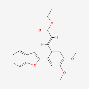 molecular formula C21H20O5 B12866449 ethyl (E)-3-(2-(benzofuran-2-yl)-4,5-dimethoxyphenyl)acrylate 