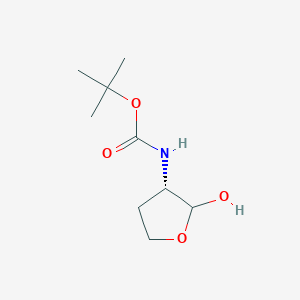 molecular formula C9H17NO4 B12866466 tert-Butyl ((3S)-2-hydroxytetrahydrofuran-3-yl)carbamate 