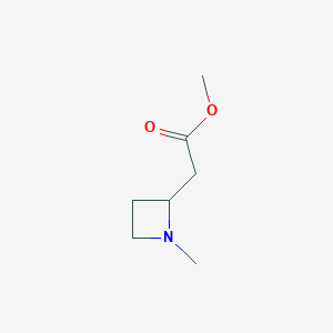 molecular formula C7H13NO2 B12866536 Methyl 2-(1-methylazetidin-2-yl)acetate 