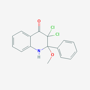 molecular formula C16H13Cl2NO2 B128666 3,3-dichloro-2-methoxy-2-phenyl-1H-quinolin-4-one CAS No. 147779-26-8