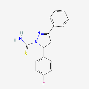 molecular formula C16H14FN3S B12866699 5-(4-Fluorophenyl)-3-phenyl-4,5-dihydro-1H-pyrazole-1-carbothioamide 