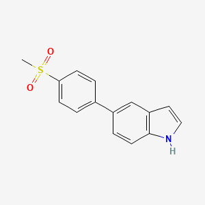 molecular formula C15H13NO2S B12866754 5-[4-(Methylsulfonyl)phenyl]-1H-indole 
