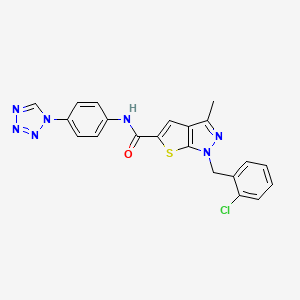 molecular formula C21H16ClN7OS B12866799 N-(4-(1H-Tetrazol-1-yl)phenyl)-1-(2-chlorobenzyl)-3-methyl-1H-thieno[2,3-c]pyrazole-5-carboxamide 