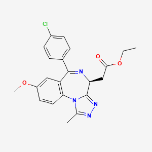 molecular formula C22H21ClN4O3 B12867046 Ethyl (S)-2-(6-(4-chlorophenyl)-8-methoxy-1-methyl-4H-benzo[f][1,2,4]triazolo[4,3-a][1,4]diazepin-4-yl)acetate 