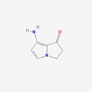 molecular formula C7H8N2O B12867231 7-amino-2,3-dihydro-1H-pyrrolizin-1-one 