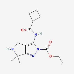 molecular formula C15H22N4O3 B12867416 Ethyl 3-(cyclobutanecarboxamido)-6,6-dimethyl-5,6-dihydropyrrolo[3,4-c]pyrazole-2(4H)-carboxylate 