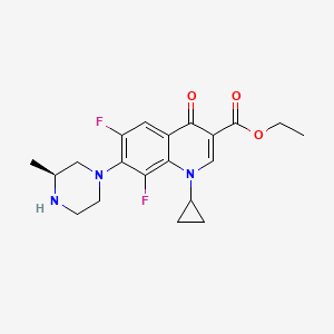 molecular formula C20H23F2N3O3 B12867464 Ethyl (S)-1-cyclopropyl-6,8-difluoro-7-(3-methylpiperazin-1-yl)-4-oxo-1,4-dihydroquinoline-3-carboxylate 