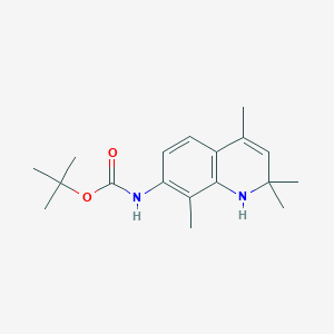 molecular formula C18H26N2O2 B12867603 Carbamic acid, (1,2-dihydro-2,2,4,8-tetramethyl-7-quinolinyl)-, 1,1-dimethylethyl ester (9CI) 