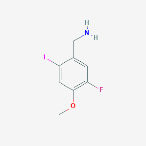 molecular formula C8H9FINO B12867687 5-Fluoro-2-iodo-4-methoxybenzylamine 