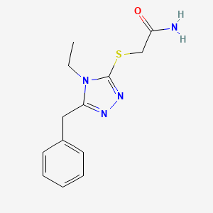 molecular formula C13H16N4OS B12868063 2-((5-Benzyl-4-ethyl-4H-1,2,4-triazol-3-yl)thio)acetamide 