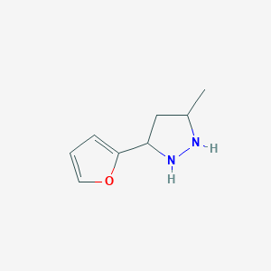 molecular formula C8H12N2O B12868424 3-(Furan-2-yl)-5-methylpyrazolidine 