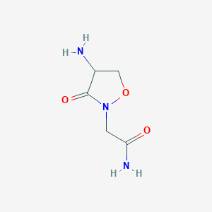 molecular formula C5H9N3O3 B12868529 2-Isoxazolidineacetamide, 4-amino-3-oxo- 
