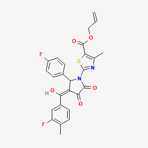 molecular formula C26H20F2N2O5S B12868762 Allyl 2-(3-(3-fluoro-4-methylbenzoyl)-2-(4-fluorophenyl)-4-hydroxy-5-oxo-2,5-dihydro-1H-pyrrol-1-yl)-4-methylthiazole-5-carboxylate CAS No. 617697-30-0