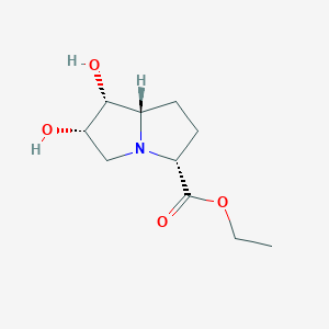 molecular formula C10H17NO4 B12868791 (3R,6S,7R,7AS)-ethyl 6,7-dihydroxyhexahydro-1H-pyrrolizine-3-carboxylate 