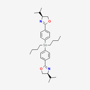 molecular formula C32H46N2O2Sn B12868942 Dibutylbis(4-((S)-4-isopropyl-4,5-dihydrooxazol-2-yl)phenyl)stannane 