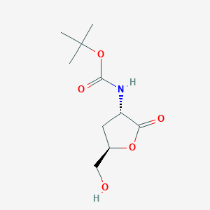 molecular formula C10H17NO5 B12869071 tert-Butyl ((3S,5R)-5-(hydroxymethyl)-2-oxotetrahydrofuran-3-yl)carbamate 