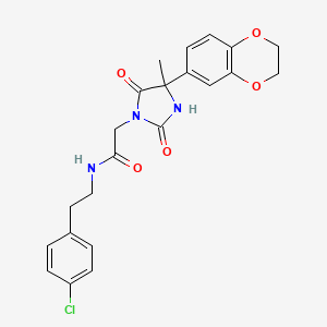 molecular formula C22H22ClN3O5 B12869072 N-(4-Chlorophenethyl)-2-(4-(2,3-dihydrobenzo[b][1,4]dioxin-6-yl)-4-methyl-2,5-dioxoimidazolidin-1-yl)acetamide 