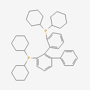 molecular formula C42H56P2 B12869266 dicyclohexyl-[2-(2-dicyclohexylphosphanylphenyl)-3-phenylphenyl]phosphane 