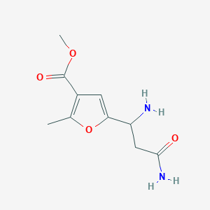 molecular formula C10H14N2O4 B12869491 Methyl 5-(1,3-diamino-3-oxopropyl)-2-methylfuran-3-carboxylate 