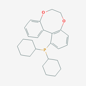 molecular formula C26H33O2P B12869556 Dicyclohexyl(6,7-dihydrodibenzo[e,g][1,4]dioxocin-1-yl)phosphine 