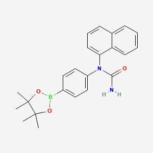 molecular formula C23H25BN2O3 B12869723 1-(Naphthalen-1-yl)-1-(4-(4,4,5,5-tetramethyl-1,3,2-dioxaborolan-2-yl)phenyl)urea 