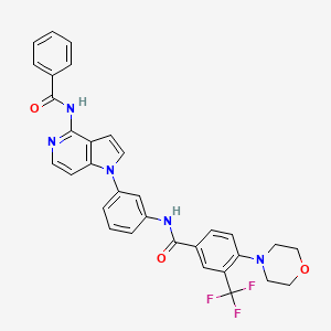 molecular formula C32H26F3N5O3 B12869862 N-(3-(4-benzamido-1H-pyrrolo[3,2-c]pyridin-1-yl)phenyl)-4-morpholino-3-(trifluoromethyl)benzamide 
